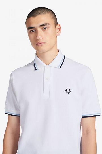 White Fred Perry M12 Men's Polo Shirts | PH 1384PJJQ